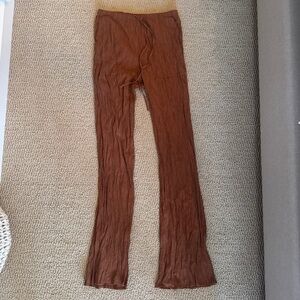 Zara Earthy Brown Crinkle Pants